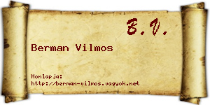 Berman Vilmos névjegykártya